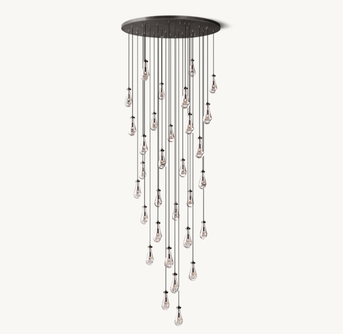 Shown in Bronze with long cord length set for 610cm ceiling height.