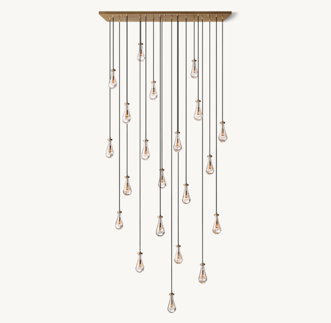 Shown in Vintage Brass with long cord length set for 610cm ceiling height.