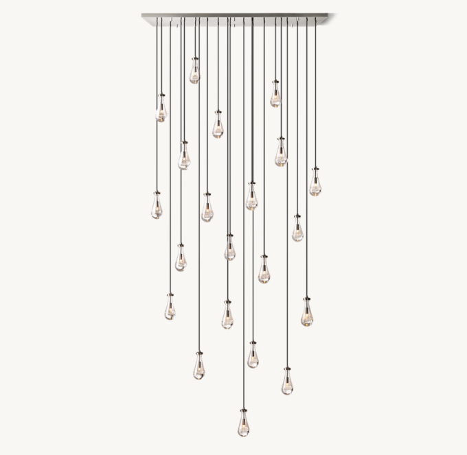 Shown in Satin Nickel with long cord length set for 610cm ceiling height.