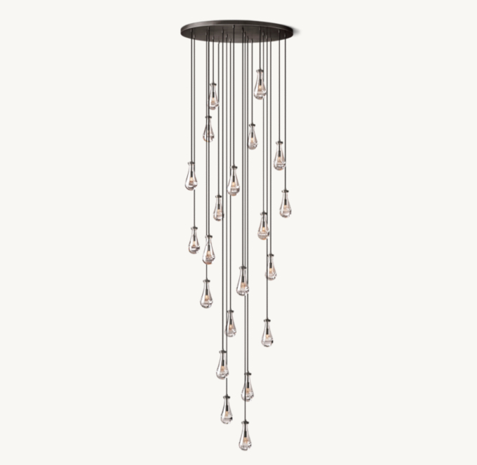 Shown in Bronze with long cord length set for 610cm ceiling height.