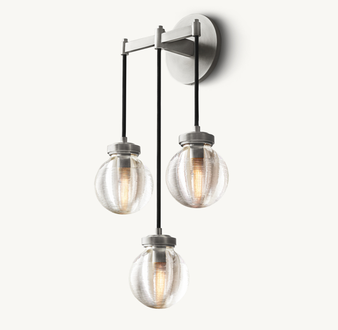 Three Quarter view of Pearl Triple Sconce 