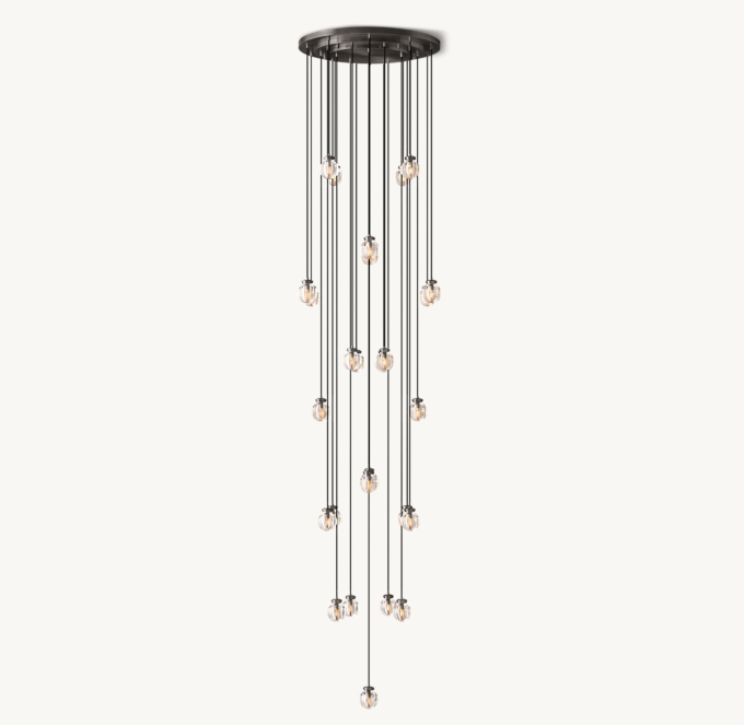 Shown in Bronze with long cord length set for 20&#39; ceiling height.