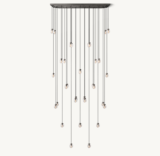 Shown in Bronze with long cord length set for 20&#39; ceiling height.