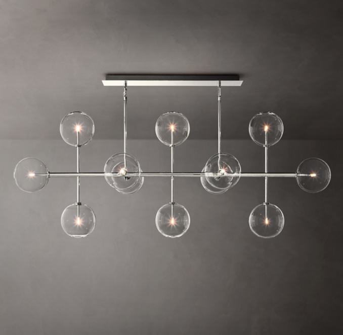 Glass Globe Mobile Linear Chandelier 72"