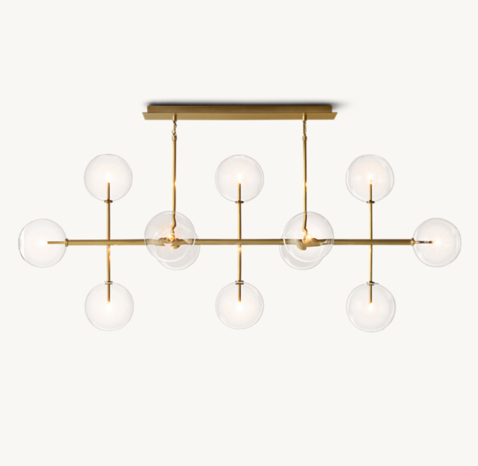 Glass Globe Mobile Linear Chandelier