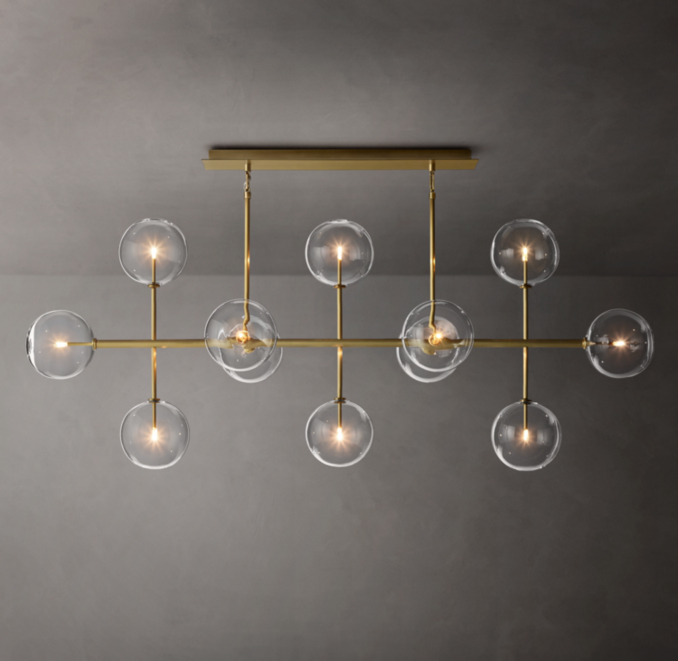 Glass Globe Mobile Linear Chandelier