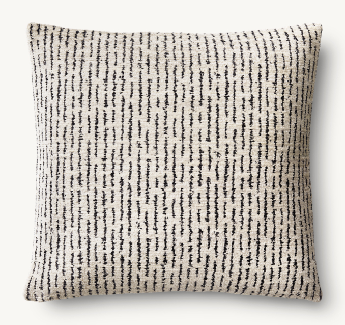 Overhead view of Savona Chenille Moroccan Erased Stripe Pillow Cover - Square 