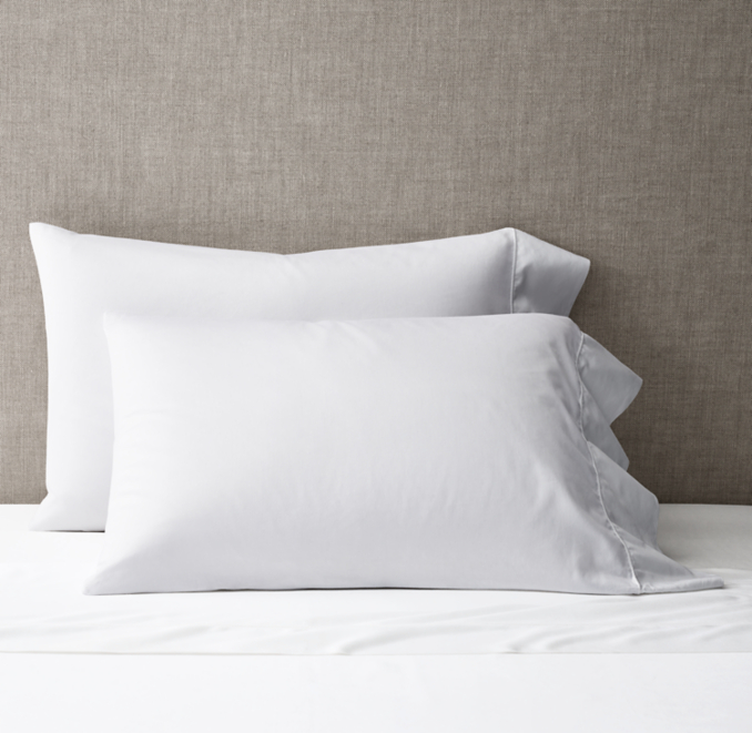 Standard (White) Italian Ultra-Soft 600-Thread-Count Sateen Pillowcases (Set of 2) | RH