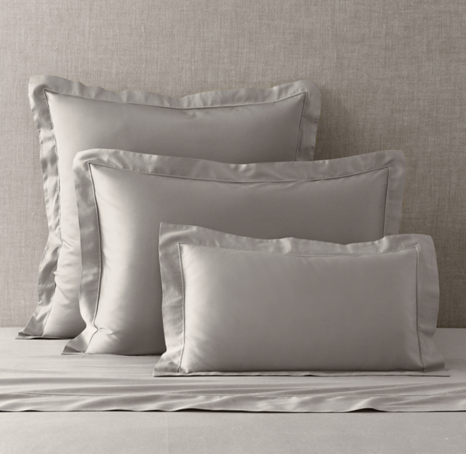 Front view of Italian Vintage-Washed 600-Thread-Count Sateen Flange Sham