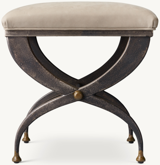 19th C. French S-Curve Leather Stool