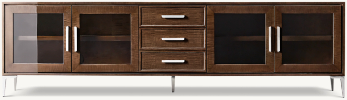 Benoit Glass 4-Door Media Console With Drawers