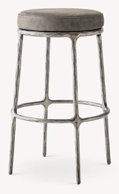 Thaddeus Backless Leather Swivel Bar & Counter Stool