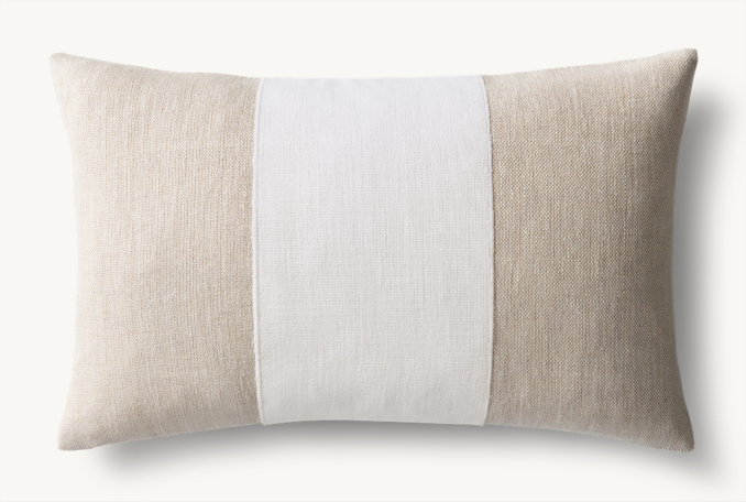 Overhead view of Linen Center Band Pillow Cover - Lumbar 