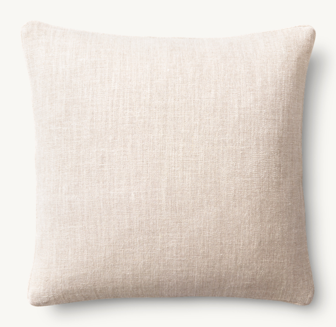 Overhead view of Laundered Belgian Linen Piped Pillow Cover - Square