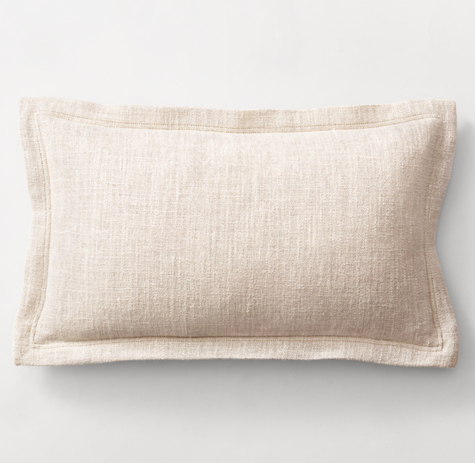 Custom Laundered Belgian Linen Flange Pillow Cover Lumbar