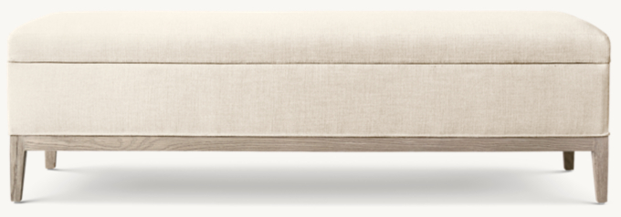 French Contemporary Fabric End-of-Bed Storage Bench