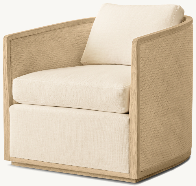 Shown in White Perennials® Performance Textured Linen Weave with Greige Rattan/Greige Oak finish.
