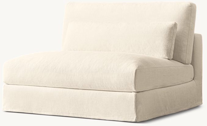 Housse De Siège Restoration Hardware Cloud - Lin Belge Blanc Lavé - Pour Chaise Sans Accoudoirs Classique