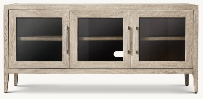 French Contemporary Glass Triple-Door Media Console