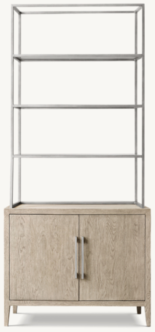 French Contemporary Double-Door Open Sideboard & Hutch