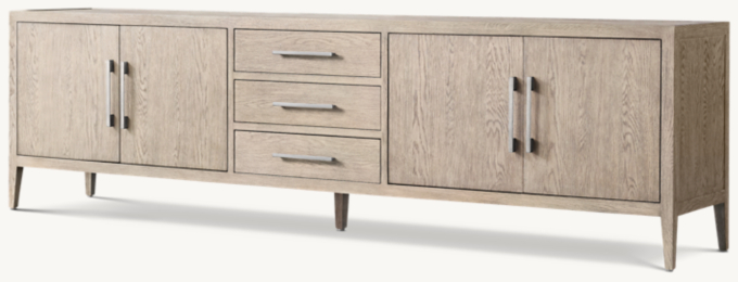 French Contemporary 4 Door Media Console With Drawers RH