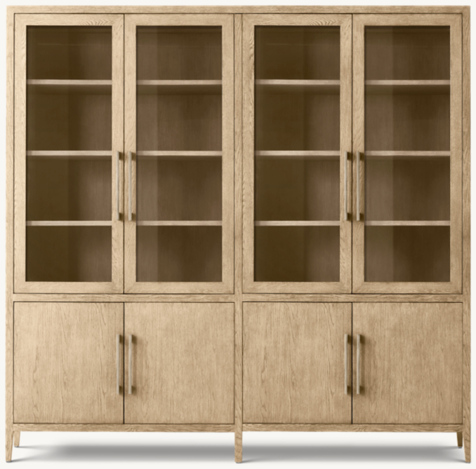 Front view of French Contemporary 4-Door Glass Sideboard & Hutch