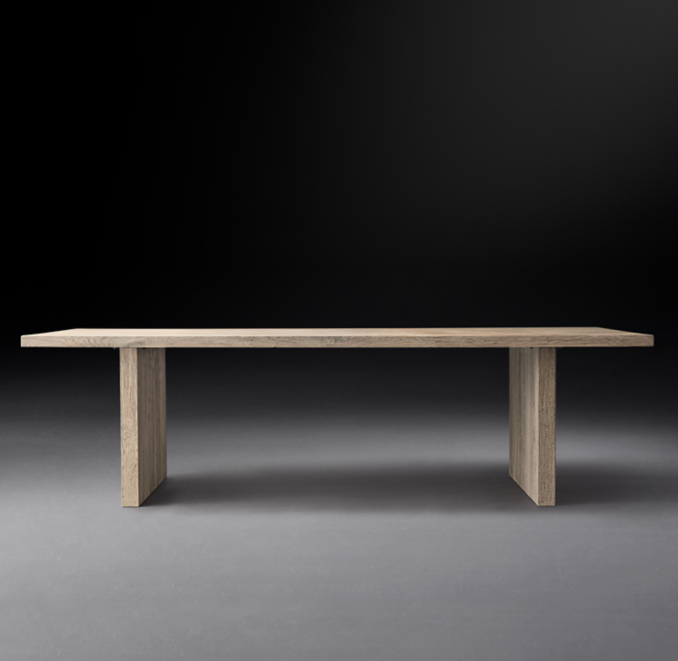 Reclaimed Oak Plank Rectangular Dining Table | RH