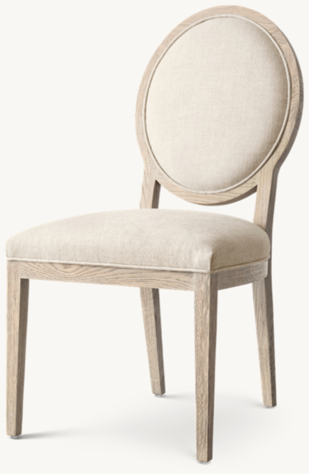 French Contemporary Round Fabric Dining Side Chair