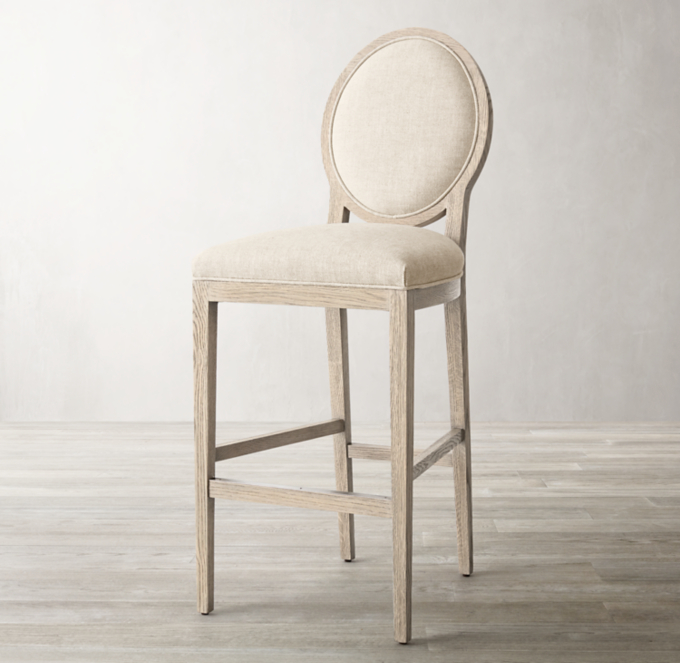 French Contemporary Round Fabric Stool