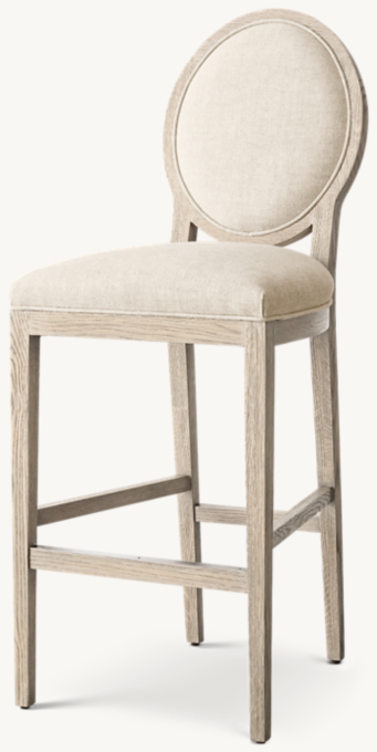 French Contemporary Round Fabric Bar & Counter Stool