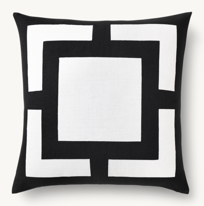 Overhead view of Linen Broken Appliqué Pillow Cover - Square 