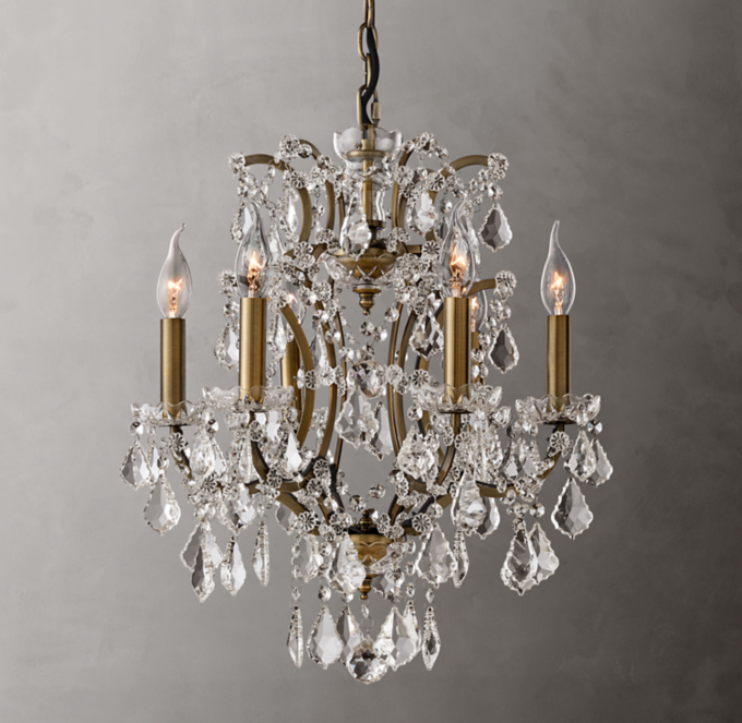 19th C. Rococo Iron & Crystal Round Chandelier 18