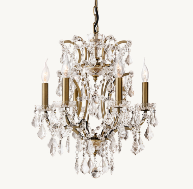 Victorian 18 Arm Glass and Brass Chandelier