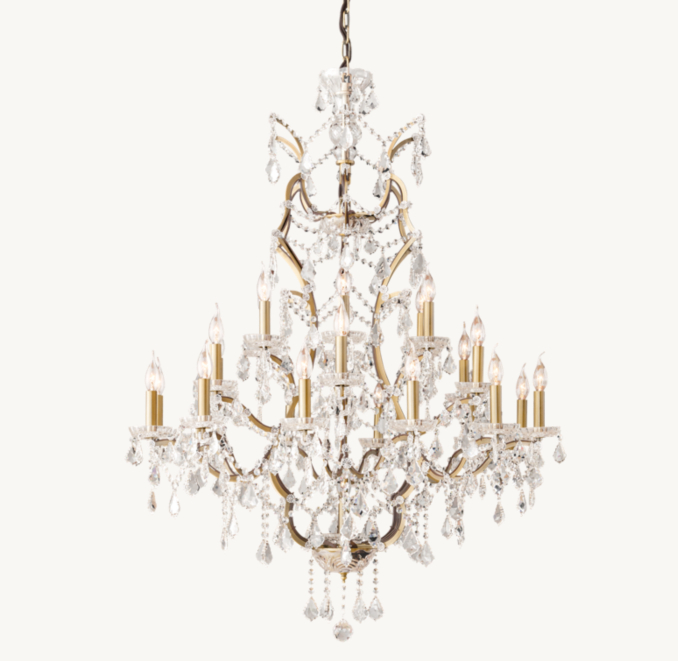 19th C. Rococo Iron & Crystal Round Chandelier 40" | RH