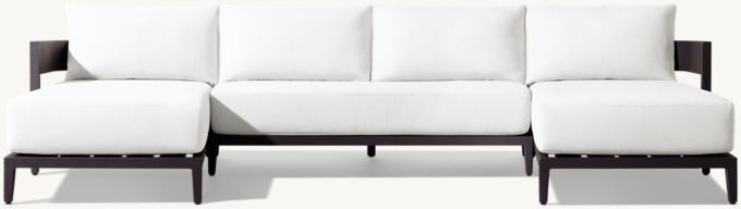 Shown in Iron. Cushions (sold separately) shown in White Perennials&#174; Performance Textured Linen Weave. Sectional consists of 1 left-arm chaise, 1 two-seat armless sofa and 1 right-arm chaise.