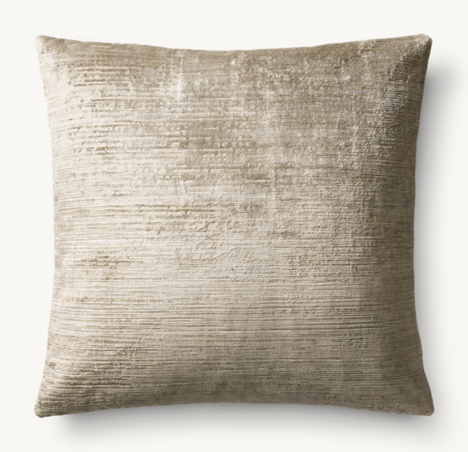 Velvet Brushstroke Striated Pillow Cover - Square (Storm/ Sable) | RH