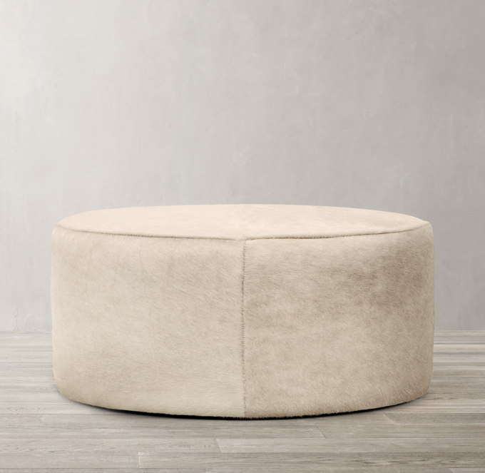 Cooper Hair On Hide Round Ottoman