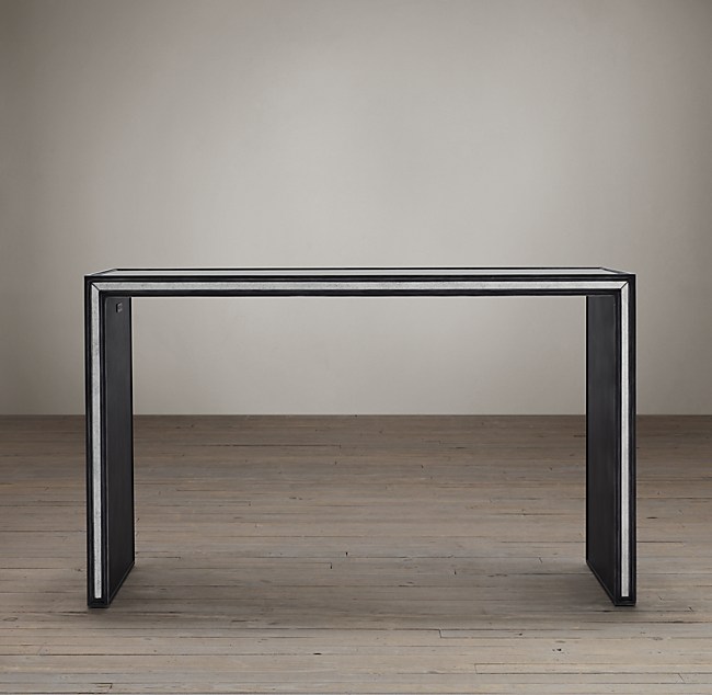 Strand Mirrored Console Table, Dark Wood And Mirrored Console Table