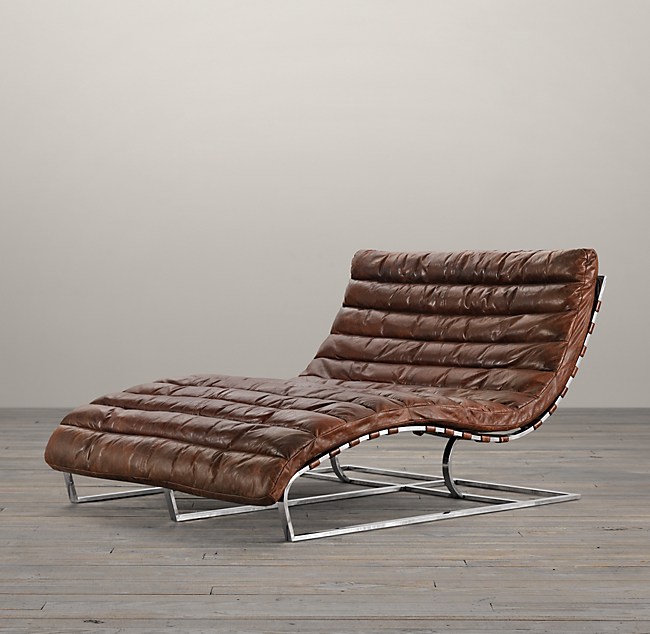 Oviedo Leather Double Chaise, Double Leather Chaise