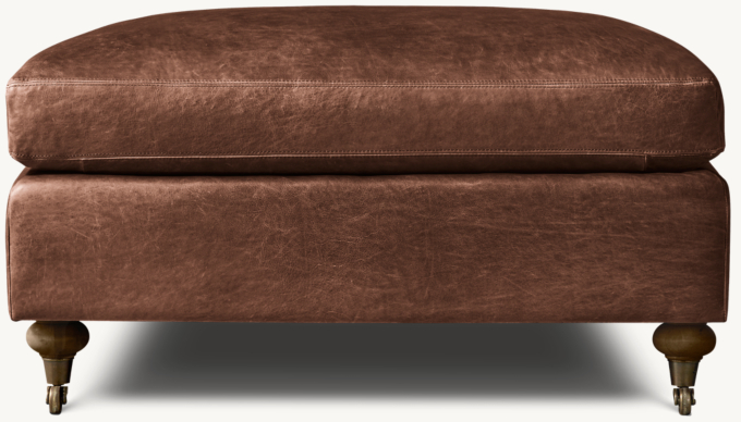 English Classic Roll Arm Leather Ottoman