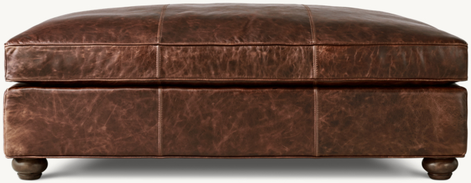 Original Lancaster Leather Coffee Ottoman