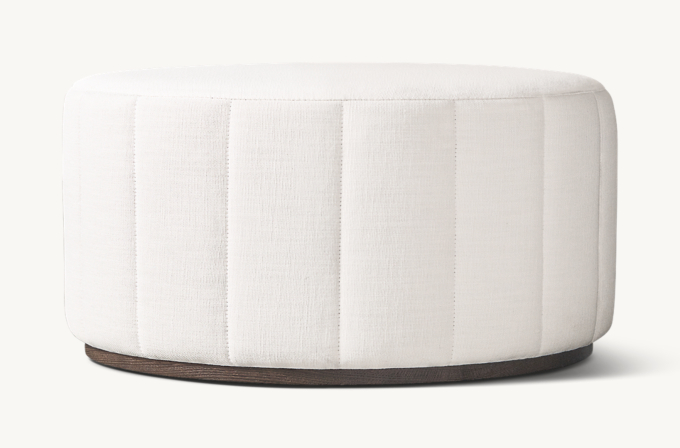 36&#34; ottoman shown in White Perennials&#174; Performance Textured Linen Weave with Brown Oak finish.