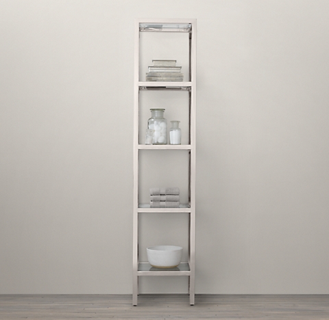 Open Shelving Rh, Narrow Chrome And Glass Bookcase