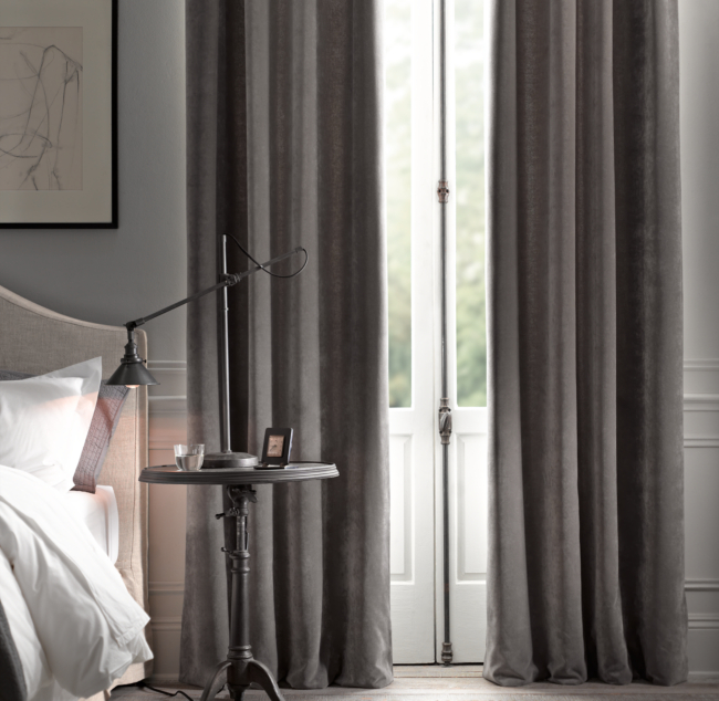 Brushed Velvet Drapery Rod Pocket Restoration Hardware