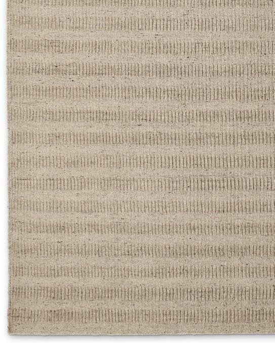 Textured Striped Wool Rug Cream