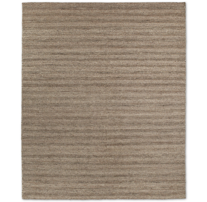 Overhead view of Textured Striped Wool Rug - Heather Grey 