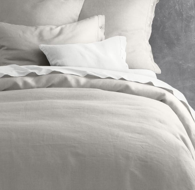 Garment Dyed Textured Linen Duvet Cover Mist