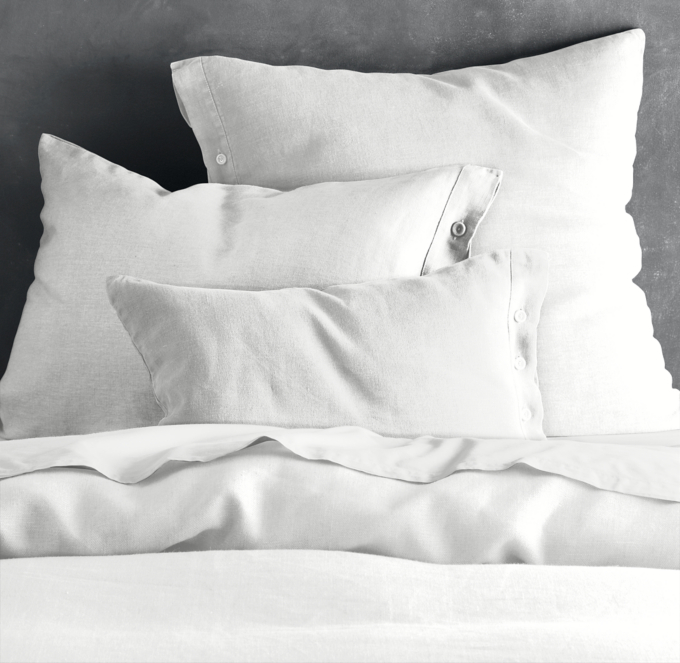 NEW Restoration Hardware Garment Dyed 100% Linen 2024 STD WHITE SHAM Pillow Cover