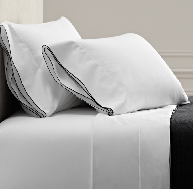 RH | Italian Tipped Satin Stitch Queen Sheet Set