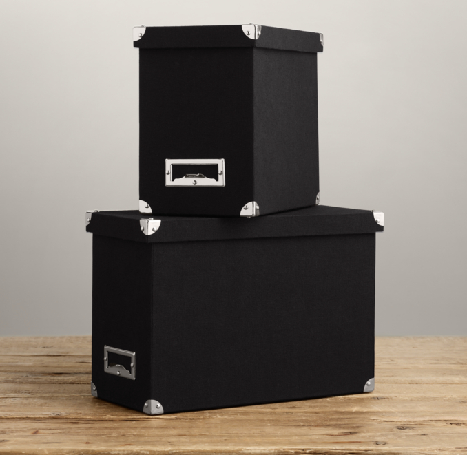 Linen Desktop File Box Black